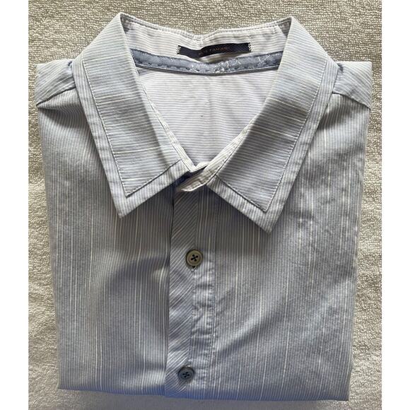 Elie Tahari Men's Cotton/Linen Dress Shirt Med Pale Blue w/Pin Striping A+ - Picture 1 of 15